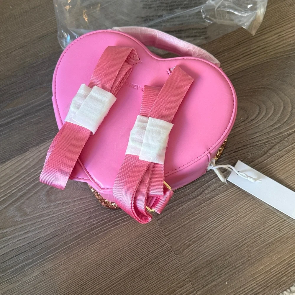 New stoney clover lane pink glitter chenille heart backpack
